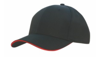 Sports Ripstop Cap w/Sandwhich Trim - Black/Red